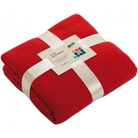 15x Fleece dekens/plaids rood 130 x 170 cm