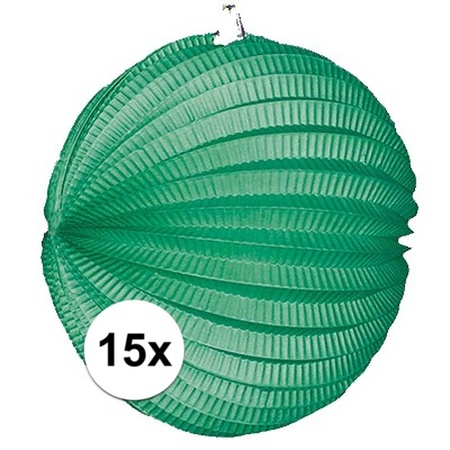 15x Lampionnen groen 22 cm