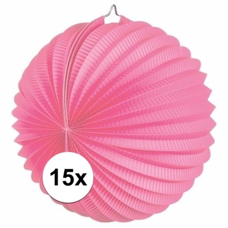 15x Pink lanterns 22 cm