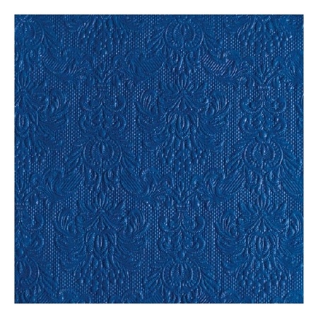 15x Luxe servetten barok patroon blauw 3-laags 