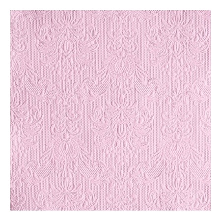 15x Luxe servetten barok patroon roze 3-laags 