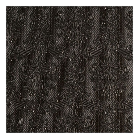 15x Luxe servetten barok patroon zwart 3-laags