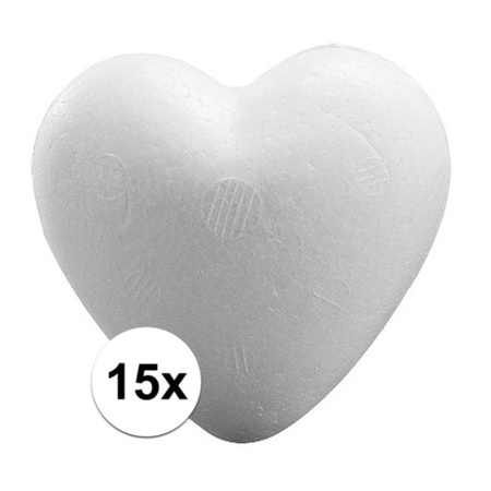15x Styrofoam hearts 9 cm
