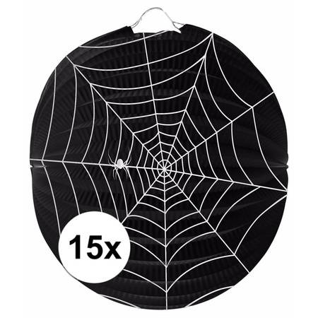 15x Spider web lanterns 22 cm