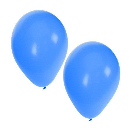 30x ballonnen - 27 cm -  zwart / blauwe versiering