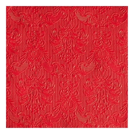 15x stuks Luxe servetten barok patroon rood 3-laags 