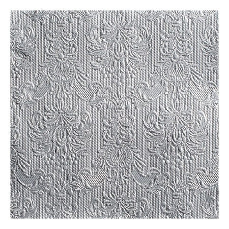 15x stuks luxe servetten barok patroon zilver 3-laags
