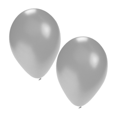 30x ballonnen 27 cm - zilver / blauwe versiering