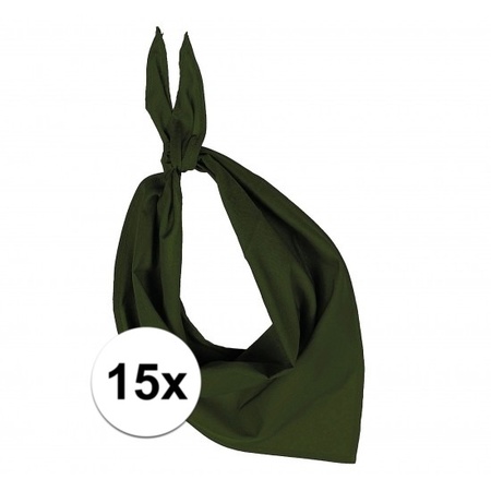 15x Zakdoek bandana olijf groen