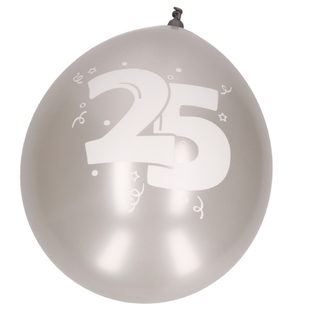 16x Ballonnen zilver 25 jaar thema