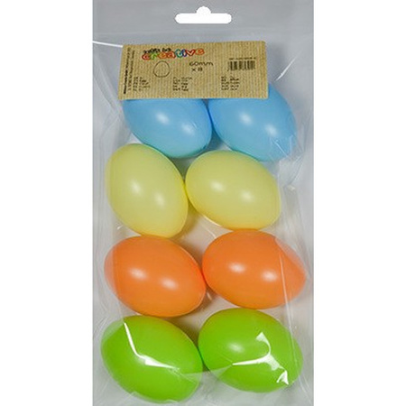 16x Pastel gekleurde kunststof eieren decoratie 6 cm hobby