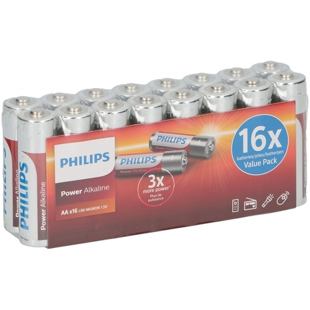 16x Philips power alkaline AA batteries 16 pieces