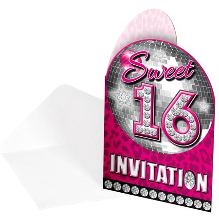 16x Sweet 16 uitnodigingskaarten
