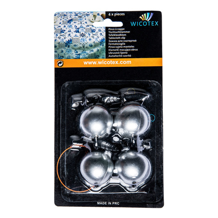 16x Tablecloth weights silver balls 3.5 cm