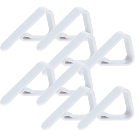 16x White tablecloth clamps plastic 6,5 x 3,5 cm
