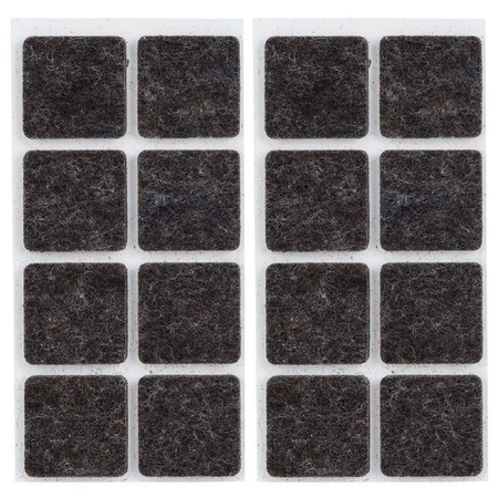 16x Zwarte vierkante meubelviltjes/antislip noppen 2,5 cm