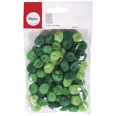 180x groene knutsel pompons 15 mm 