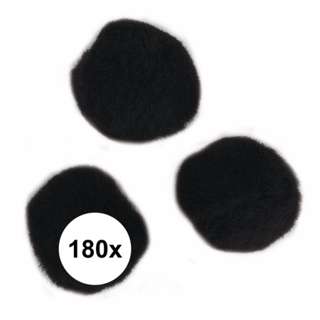 180x craft pompoms 15 mm black