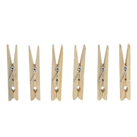 180x Clothespins made of wood with metal spring