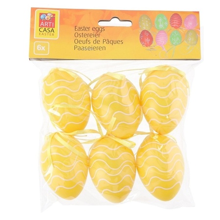Yellow with white dots decoration Easter eggs 18x pieces