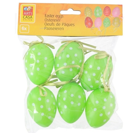 Green with white dots decoration Easter eggs 18x pieces.