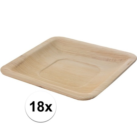 18x Disposable plates of palm leaf 16 cm biodegradable