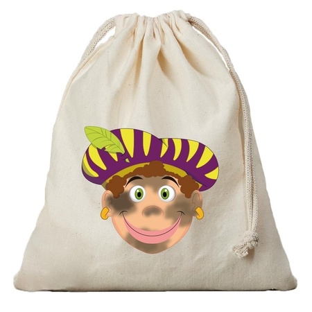 1x Cotton roetveeg Piet bag with drawstring 25 x 30 cm