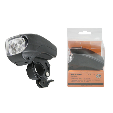 1x Fietskoplamp / voorlicht fietsverlichting zwart LED    