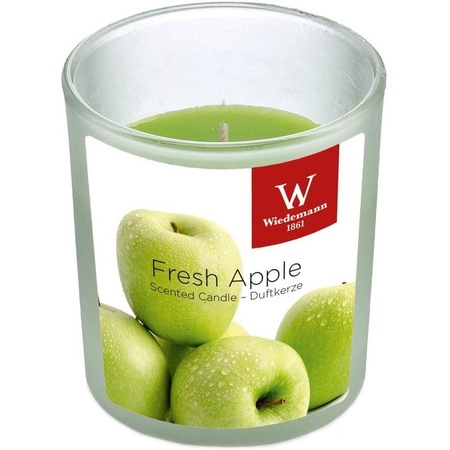 1x Scented candle apple in glass holder 25 burning hours