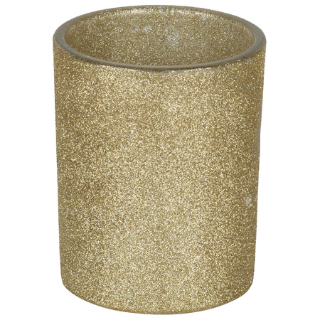 1x Gold tealights/candle holders glitter 10 cm