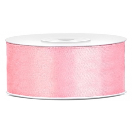 1x Hobby/decoration light pink satin ribbon 1.5 cm/25 mm x 25 meters
