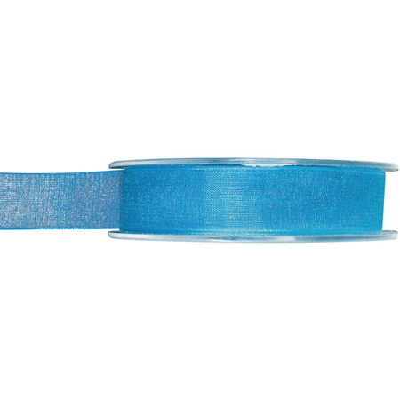 1x Hobby/decoration turquoise organza ribbons 1,5 cm/15 mm x 20 meters