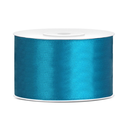 1x Hobby/decoration turquoise satin ribbon 3,8 cm/38 mm x 25 meters