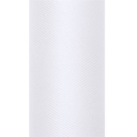1x Hobby/decoration white tulle fabric roll 15 cm x 9 meters