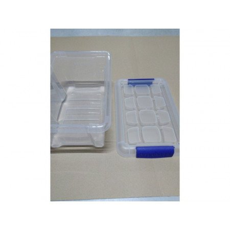 1x Opbergboxen/opbergdozen met deksel 5 liter kunststof transparant/blauw