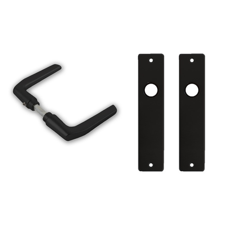 1x paar deurkrukset / deurgarnituur zwart met zwarte deurklinken en deurschilden 