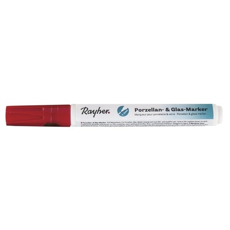 1x Rode glasstift/porseleinstift marker 1-2 mm punt hobbymateriaal