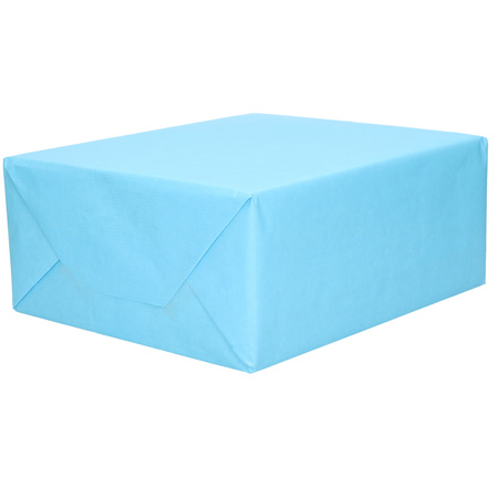 1x Roll of kraft wrapping paper light blue 200 x 70 cm