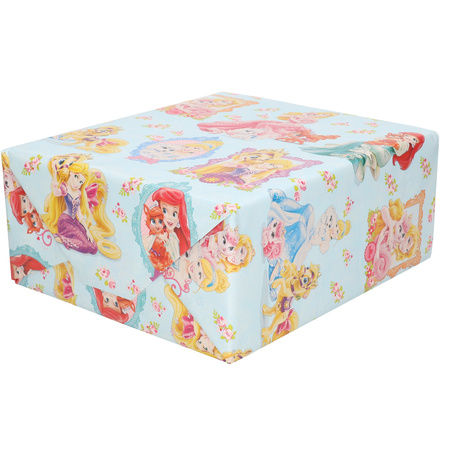 1x Rolls wrapping/gift paper Disney Princess 200 x 70 cm blue