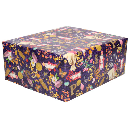 1x Roll Saint Nicholas wrapping paper coloured 2,5 x 0,7 meter