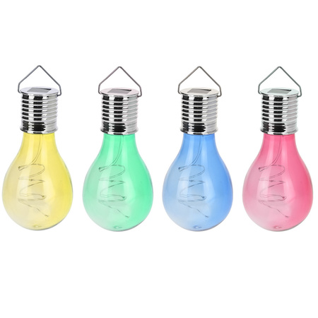12x Solar hanging light bulbs colored with 4 led's on solar energy 15 cm