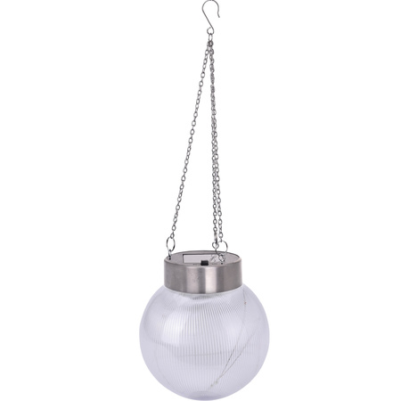 1x Solar hanging glass ball hanging with 20 led's on solar energy 17 cm