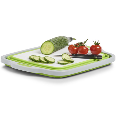 1x Wit/groene opvouwbare afwasteil/afwasbak met snijplank 40 x 32 cm