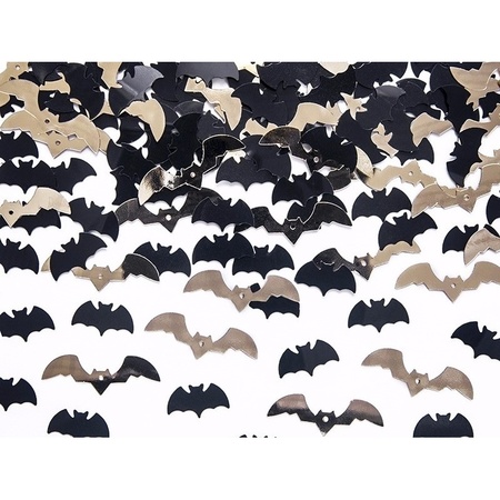 1x Halloween confetti bats black and gold 