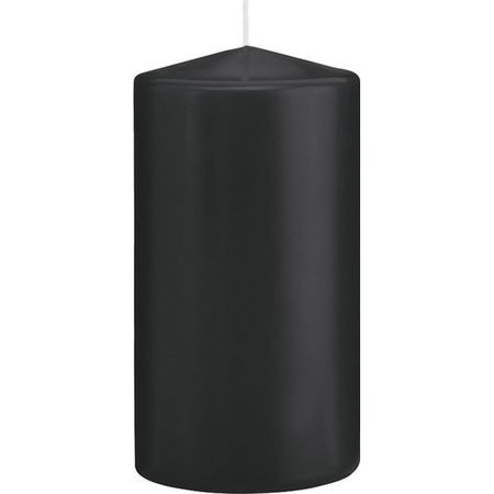 1x Black cylinder candle 8 x 15 cm 69 hours