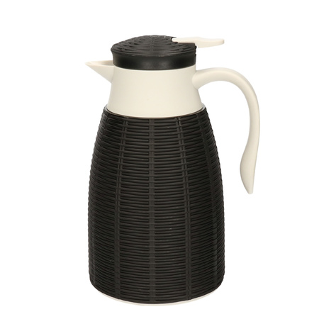 1x Zwarte koffiekan/isoleerkan 1 liter