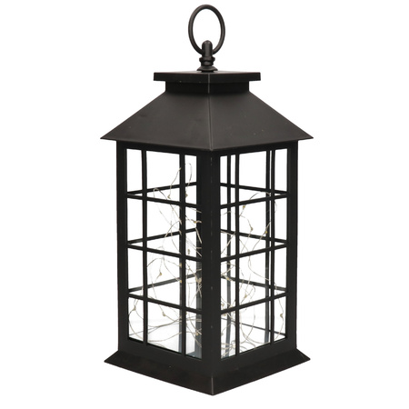 1x Black lanterns with LED lights 31 cm