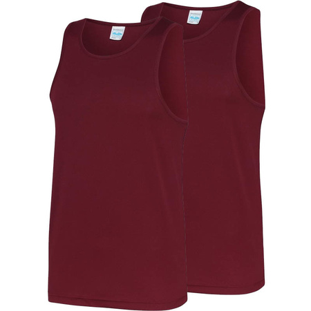 2-Pack Maat 2XL - Sport singlets/hemden bordeaux rood voor heren