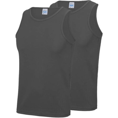 2-Pack Maat L - Sport singlets/hemden grijs voor heren