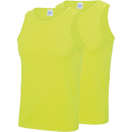2-Pack Maat M - Sport singlets/hemden neon geel voor heren